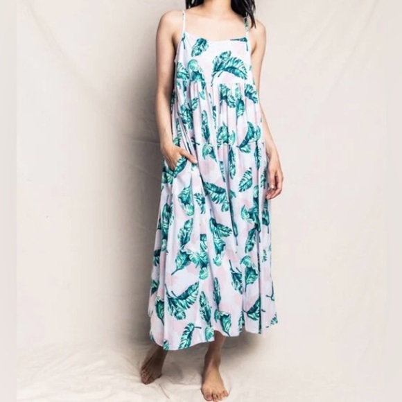 Petite Plume  Peruvian Pima Cotton St. Tropez Palms Lounge Dress Medium NWT - Picture 1 of 5